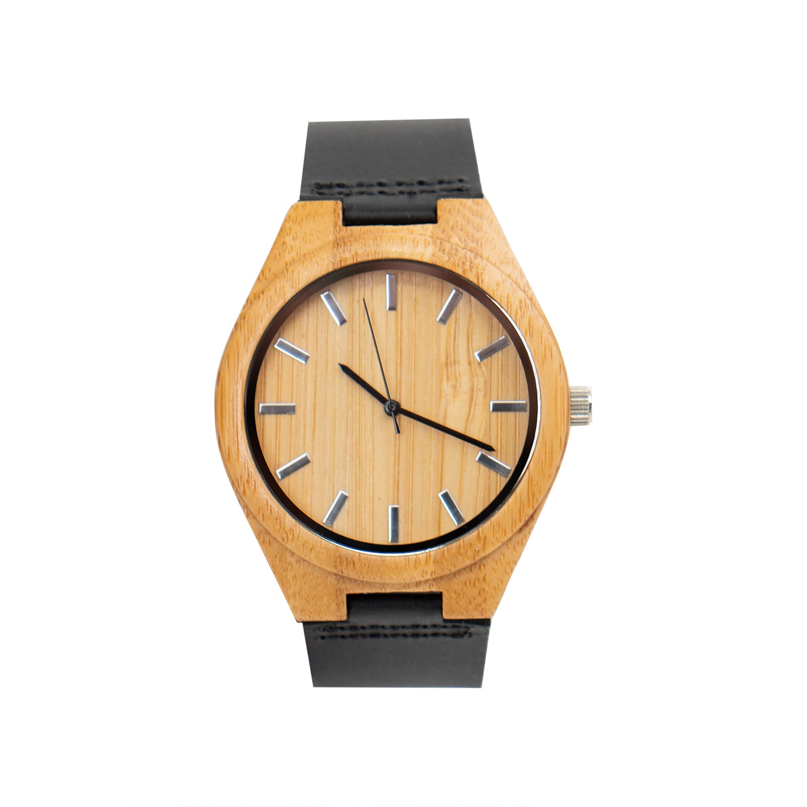 Wooden watch 2025 with leather band